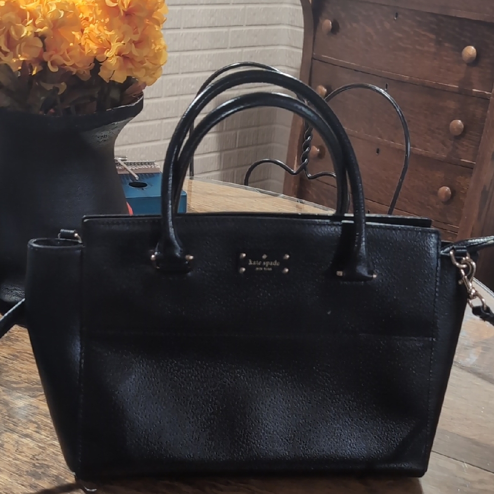 Kate Spade Black Leather Larger Satchel Bag